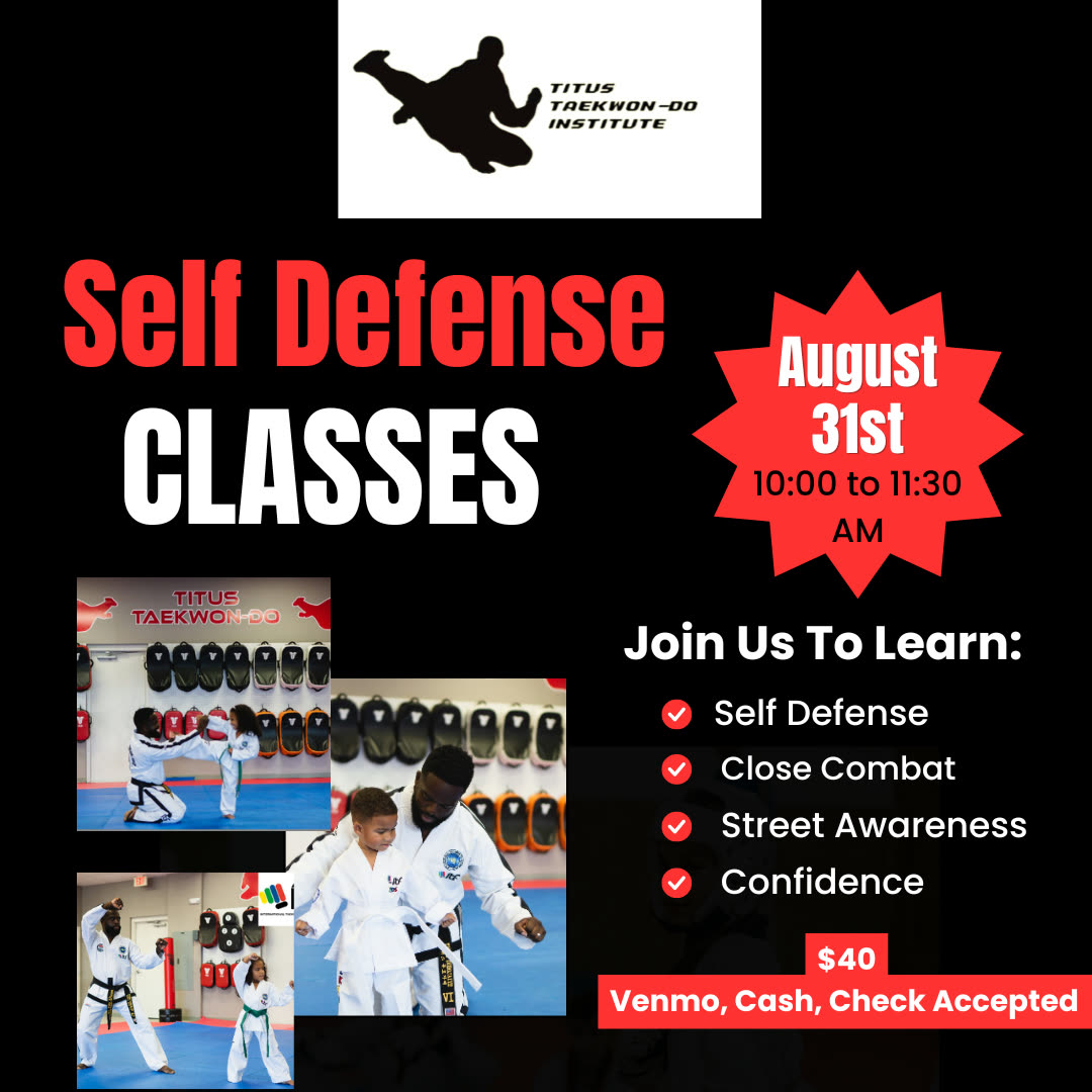 Taekwondo class poster designed for Titus Taekwon-Do Institute